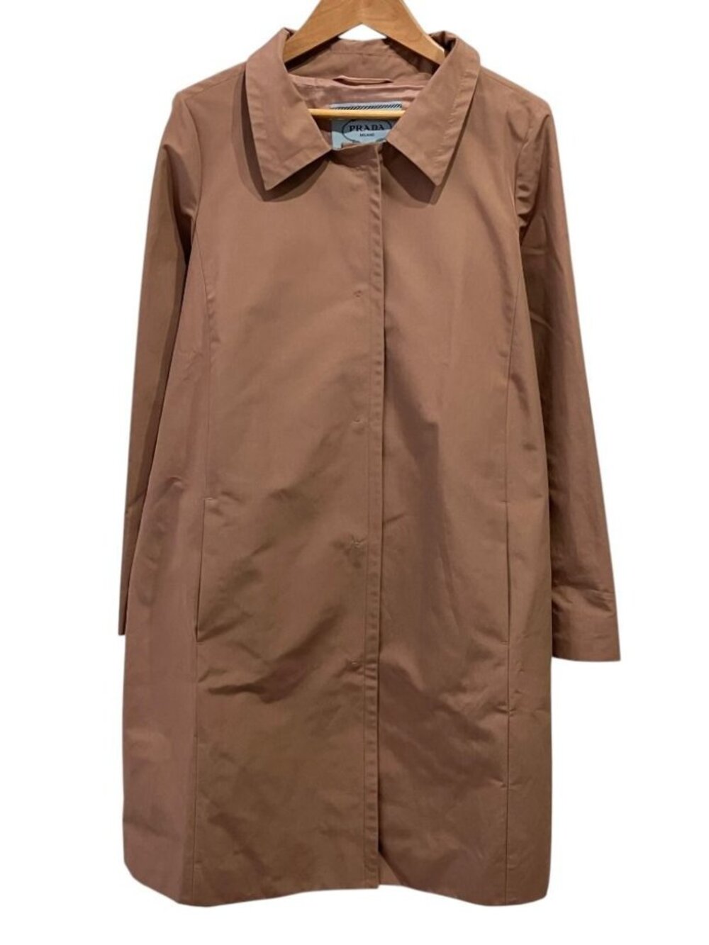 Prada Back Ribbon Stainless Steel Color Coat 36 Pink Beige